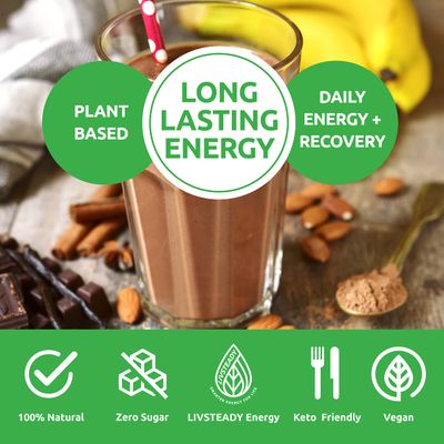 UCAN Energy + Plant Protein Powder - Vegan Plant Based Protein 20g Pea Protein with Amino Acids EAAs &amp; BCCAs - Keto Protein Powder - No Added Sugar, Gluten-Free - Chocolate -12 Servings