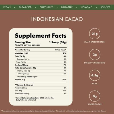 cosmix No Nonsense Plant Protein, Organic Brown Rice & Pea Isolate, Easy Digestion, 24G Protein/Serving, Gluten & Lactose Free Real Indonesian Cacao 500 G (Pack of 1)