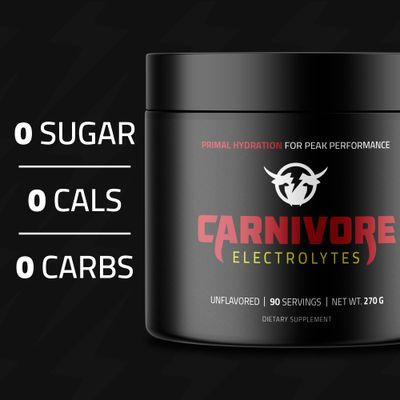 Carnivore Electrolytes: Premium Hydration Powder for Carnivore Diet - Balanced Electrolyte Support, Zero Carb, Keto Friendly - Supplement for Optimal Energy &amp; Recovery - 90 Servings (Unflavored)