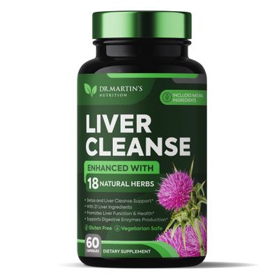 Liver Cleanse Detox &amp; Repair Formula Supplement | For Enhanced Liver &amp; Gut Health | Boosts Energy | Antioxidant with 21 Ingredients Milk Thistle, Silymarin, Artichoke, Dandelion, Beet, Chicory &amp; More