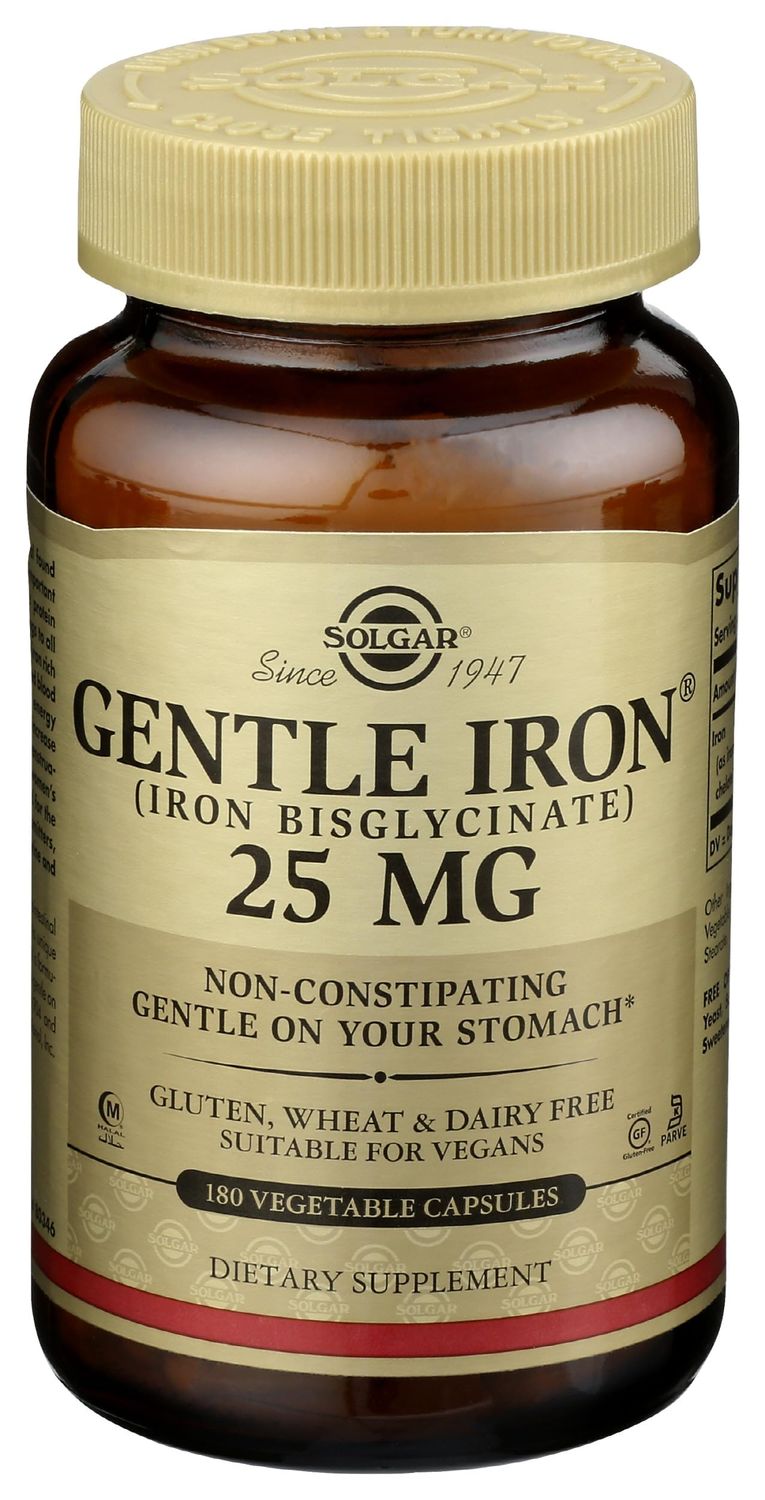 Solgar Gentle Iron - Ideal for Sensitive StomachsRed Blood Cell Supplement, , Non Constipating &amp; GMO, Vegan, Gluten &amp; Dairy Free, Kosher - 180 Servings, Unflavored, 180 Count