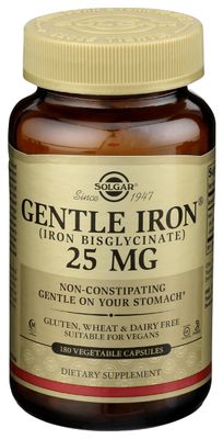 Solgar Gentle Iron - Ideal for Sensitive StomachsRed Blood Cell Supplement, , Non Constipating &amp; GMO, Vegan, Gluten &amp; Dairy Free, Kosher - 180 Servings, Unflavored, 180 Count