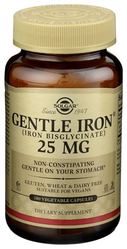 Solgar Gentle Iron - Ideal for Sensitive StomachsRed Blood Cell Supplement, , Non Constipating &amp; GMO, Vegan, Gluten &amp; Dairy Free, Kosher - 180 Servings, Unflavored, 180 Count