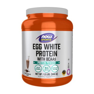 NOW Foods Sports Nutrition, Egg White Protein, 20 g With BCAAs, Creamy Chocolate Powder, 1.5-Pound