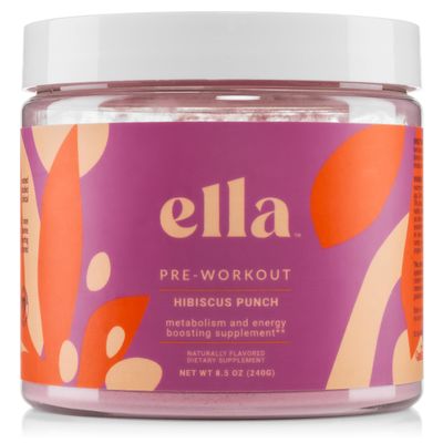 Naked Ella Pre Workout Powder, Hibiscus Punch Amino Energy with Vegan BCAA Amino Acids, Natural Caffeine, Preworkout Boost for Men &amp; Women, 30 Servings