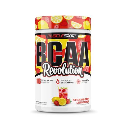 Musclesport BCAA Revolution Amino Acid Powder Supplement for Men &amp; Women - Intra Workout Training Complex - Recovery Supplemen (Strawberry Lemonade, 30 Servings)