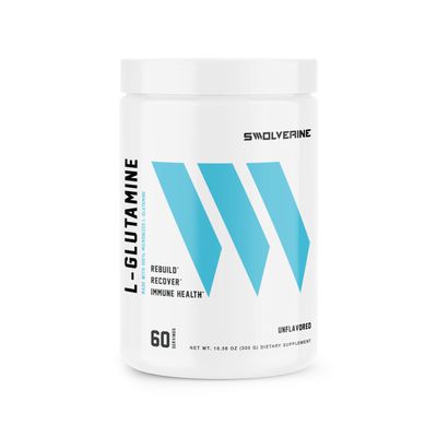 Swolverine L-Glutamine | Reduces Exercise Induced Muscle Soreness, Improves Recovery, Enhances Gut Health, Supports Immune Health, Vegan, Non-GMO, GF, 5g Per Serving, (Unflavored, 60 Servings)