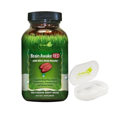 Irwin Naturals Brain Awake with Nitric Oxide Booster, 60 Liquid Softgels Bundle Pill Case