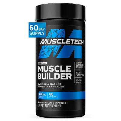 Muscletech Nitric Oxide Supplements for Men &amp; Women, Muscle Builder (60 Capsules) - Nitric Oxide Booster Supplement Supports Muscle Gain &amp; Performance - 400mg Peak ATP for Enhanced Strength