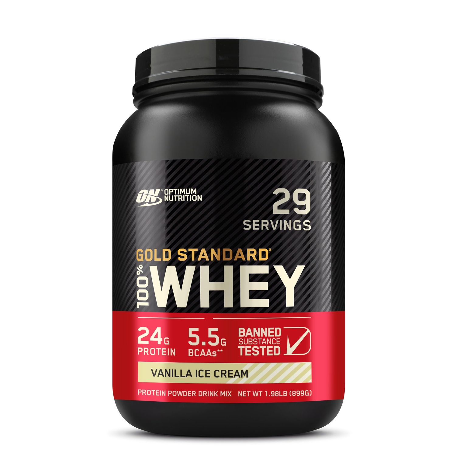 Optimum Nutrition Gold Standard 100% Whey Protein Powder, Vanilla Ice Cream, 2 Pound (Packaging May Vary)