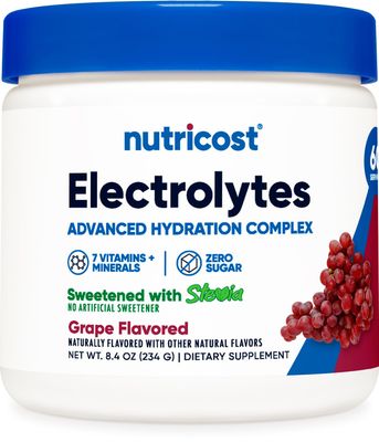 Nutricost Electrolyte Complex Powder (60 Servings, Grape) - Hydration Supplement Drink Mix with Vitamins and Minerals