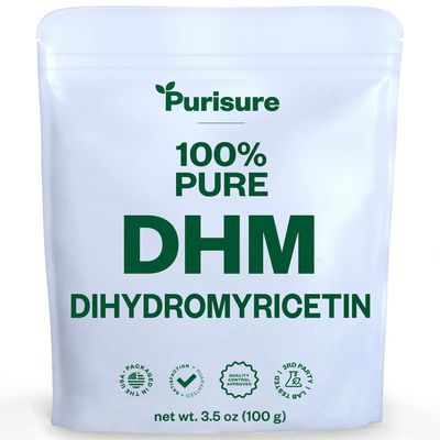 Purisure Dihydromyricetin Powder, 100g, 100% Pure DHM Supplements, Liver Support and Overall Wellness, Premium Quality DHM Supplement, Dihydromyricetin (DHM) Powder for Worry-Free Night Outs