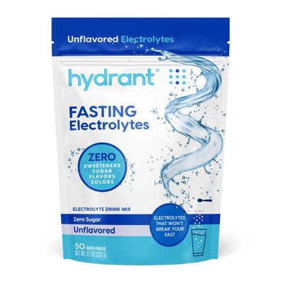 HYDRANT Bulk Fasting Electrolytes, Unflavored Zero Sugar Fasting Supplement Powder, Paleo, Keto, and Vegan Friendly, Daily Hydration (50 Servings)