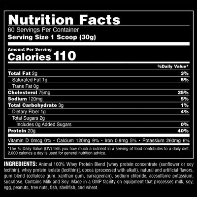 Animal 100% Whey Protein Powder - Whey Blend for Pre Workout or Post Workout, Recovery, or an Anytime Low Sugar Protein Boost Meal Replacement with BCAA Branched Chain Amino Acids - Chocolate, 4 lb