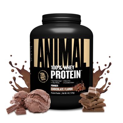 Animal 100% Whey Protein Powder - Whey Blend for Pre Workout or Post Workout, Recovery, or an Anytime Low Sugar Protein Boost Meal Replacement with BCAA Branched Chain Amino Acids - Chocolate, 4 lb