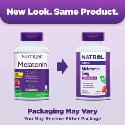 Natrol Fast Dissolve Melatonin 5 mg, Melatonin Supplements for Restful Sleep, Sleep Support for Adults, 200 Strawberry-Flavored Melatonin Tablets, Up to a 200 Day Supply