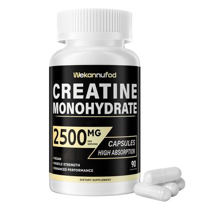 Wekannufod Creatine Monohydrate 2500mg, 90 Capsules - Gluten Free, Non-GMO