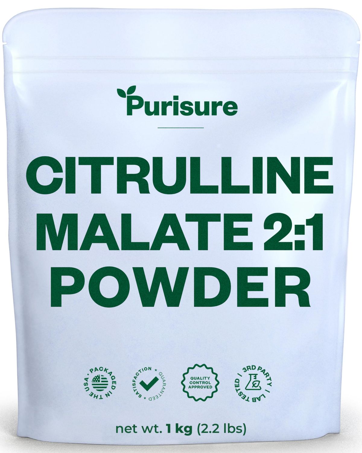 Purisure Citrulline Malate 2:1 Powder, 1 kg, Citrulline Supplement and Citrulline Nitrate for Strength Performance and Energy, Pre-Workout L Arginine L Citrulline Supplement Powder, 334 Servings
