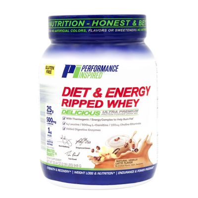 Performance Inspired Diet &amp; Energy Whey Protein - 25G of Clean Protein - Powerful Formula with Added 500mgs of L-Carnitine - Leucine - Digestive Enzymes - Choline - G-Free - 1g Sugar - Vanilla Latte