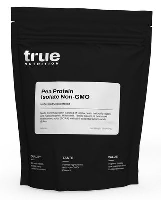 True Nutrition 5LBS Unflavored Pea Protein Powder Isolate - Vegan, Low Fat, Lactose-Free, Gluten-Free, Plant Based Protein