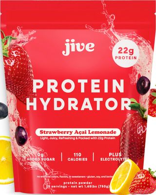 Jive Protein Hydrator Clear Protein Powder - 25 Servings, 22g Protein, 110 Calories &amp; w/Electrolytes - Strawberry Acai Lemonade - Grass Fed Clear Whey Isolate Protein - Clear Whey Protein Powder