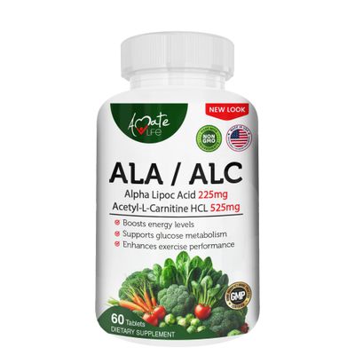 Amate Life ALA/ALC High Potency Formula- Best Alpha Lipoic Acid and Acetyl-L-Carnitine HCl Dietary Supplement- Antioxidant Support- Energy Boost- for Men and Women 60 Capsules