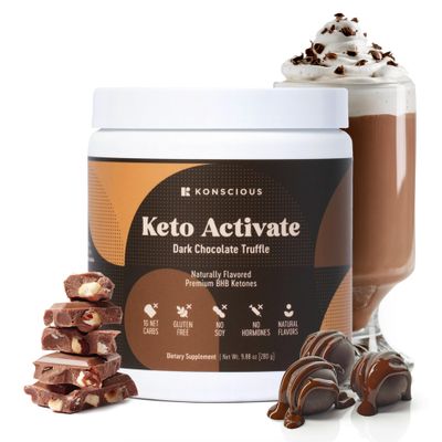 KETO ACTIVATE Dark Chocolate Truffle Exogenous Ketones Drink: Pure Keto Shake Powder with Chocolate Ketones | Jumpstart Ketosis &amp; Boost Energy with Natural Ketones Supplements by Konscious Keto