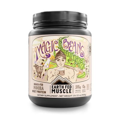 Earth Fed Muscle Magic Beans Mocha Truly Grass Fed Whey Protein Isolate Powder - Non GMO, Hormone Free, Soy Free, Gluten Free, Keto - 2lb, 31 Servings