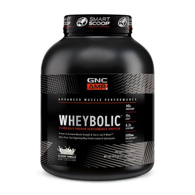 GNC AMP Wheybolic Whey Protein Powder Isolate with BCAA | Targeted Muscle Building and Workout Support Formula | Gluten Free | Classic Vanilla | 25 Servings