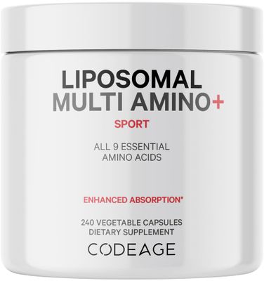 Codeage Multi Amino+ BCAA &amp; EAA Supplement, All 9 Essential Amino Acids, Free-Form Branched-Chain Amino Acid Pills, Sport Supplement, Pre &amp; Post Workout, Liposomal Delivery, Vegan, 240 Capsules