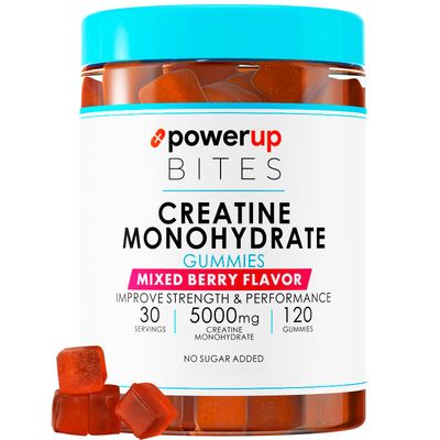 PowerUp Bites Creatine Monohydrate Gummies for Men &amp; Women, 100% Creatine Mixed Berry Gummies, 5g per Serving + Vegan, Sugar Free + Strength, Energy, Muscle &amp; Booty Gain - 120 Count
