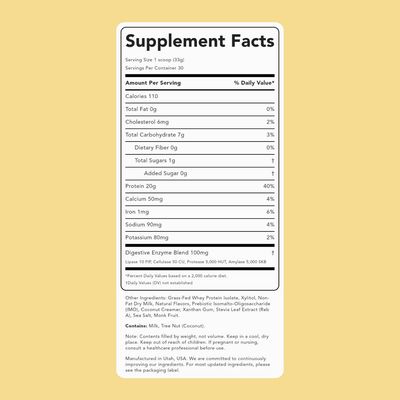 Clean Simple Eats Simply Vanilla Whey Protein Powder, Natural Sweetened and Cold-Processed Whey Protein Powder, 20 Grams of Protein (30 Servings)