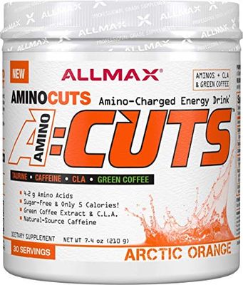 ALLMAX A:CUTS Amino-Charged Energy Drink, Arctic Orange - 210 g - with Caffeine, Green Coffee Extract, L-Carnitine &amp; 2000 mg of Taurine - Sugar &amp; Gluten Free - 30 Servings