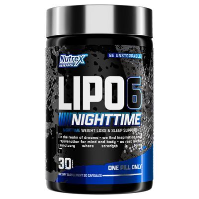 Nutrex Lipo 6 Nighttime Fat Burner | Melatonin Sleep Aid &amp; Weight Loss Diet Pills for Men and Women | Night Time Metabolism Booster Appetite Suppressant | 30 Servings (1)