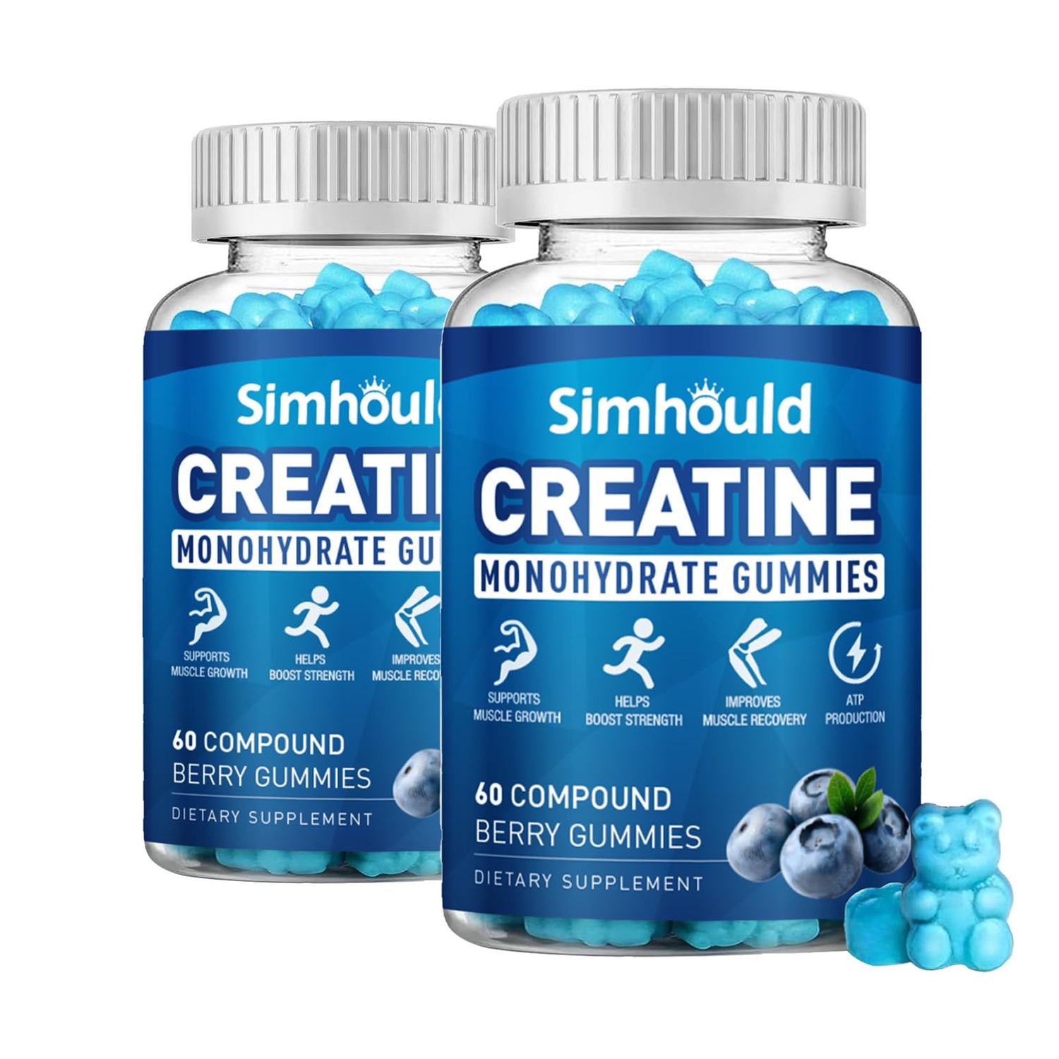 2 Pack 5000MG Creatine Monohydrate Gummies for Men &amp; Women, Chewable Creatine Monohydrate for Muscle Strength &amp; Growth, Energy Boost, Muscle Builder, Sugar Free Supplements, Vegan, 120 Counts