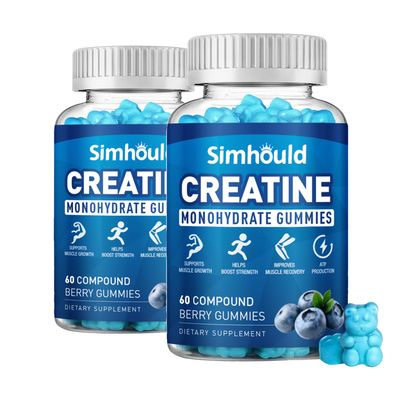 2 Pack 5000MG Creatine Monohydrate Gummies for Men &amp; Women, Chewable Creatine Monohydrate for Muscle Strength &amp; Growth, Energy Boost, Muscle Builder, Sugar Free Supplements, Vegan, 120 Counts