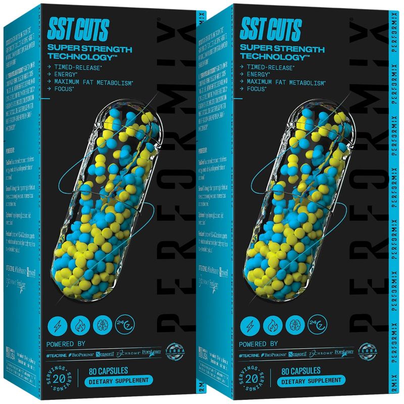 PERFORMIX - SST Cuts - Thermogenic with CLA - Energy, Focus &amp; Mood - Metabolism Support - Hunger Control - Nootropic - Pre Workout - Men &amp; Women - 160 Servings - 2 Pack