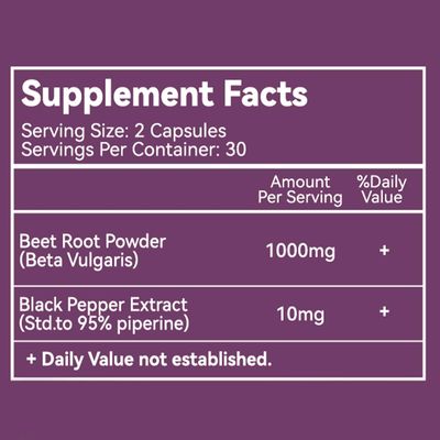 EAZGOO Beet Root Capsules 1000mg Per Serving, Supports Nitric Oxide Production & Blood Pressure, with Black Pepper Extract, Non-GMO, Gluten Free, Vegan - 60 Counts