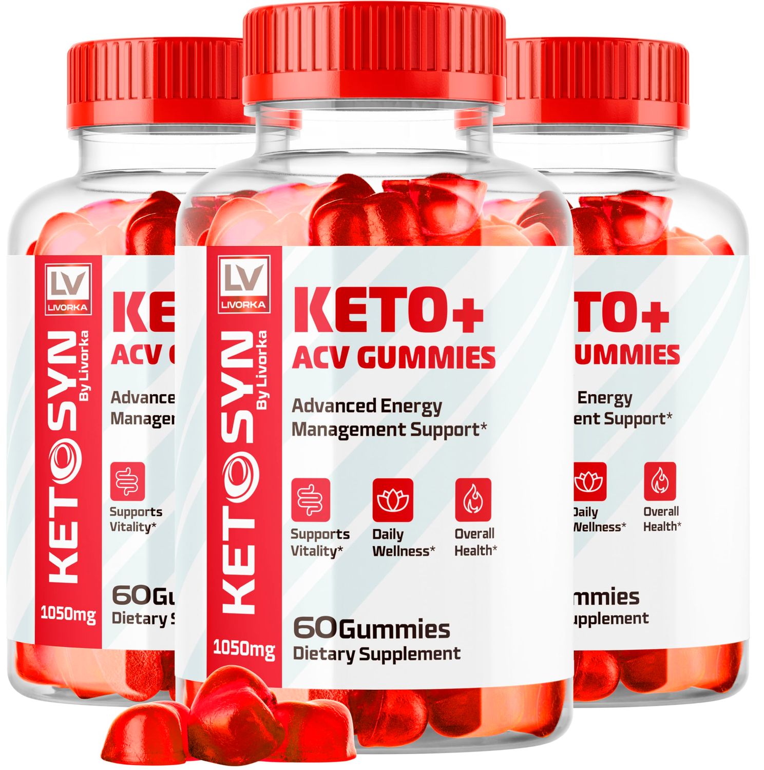 LIVORKA (3 Pack) Ketosyn ACV Gummies, Keto Syn Gummies, Ketosyn Keto Plus ACV Gummies, Ketosyn Keto ACV Gummies, Keto Syn ACV Gummies 1050 MG, Keto ACV Gummies Ketosyn, 180 Gummies for 3 Months