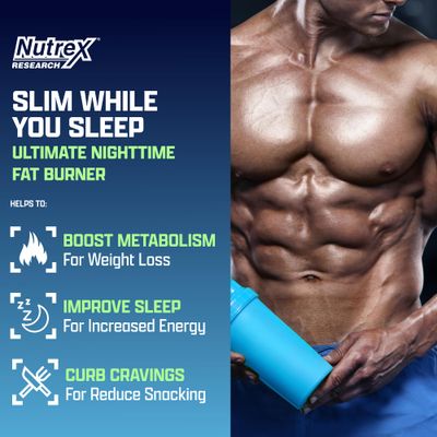 Nutrex Lipo 6 Nighttime Fat Burner | Melatonin Sleep Aid & Weight Loss Diet Pills for Men and Women | Night Time Metabolism Booster Appetite Suppressant | 30 Servings (1)