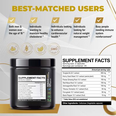 VEGATOT Testo Support , - Boost Performance with Tongkat Ali, Panax Ginseng, Maca Root, Ashwagandha, Tribulus - Energy, Stamina, Circulation Support