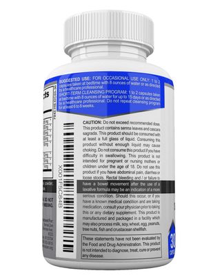 Eternal Zen 15 Day Colon Cleanser Detox with Extra Strength Herbs, Senna is a Fast Acting Natural Laxative for Constipation Relief - Whole Body Cleanse - 30 Capsules