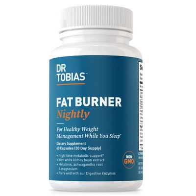 Dr. Tobias Fat Burner Nightly, Night Time Metabolic Support with White Kidney Bean Extract, Ashwagandha Root, Green Coffee Bean Extract &amp; Melatonin, Non-GMO, 60 Capsules (30 Day Supply)