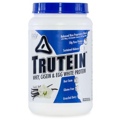Body Nutrition Trutein High Protein Powder: 45% Whey, 45% Casein, 10% Egg White Protein Shake Mix, Gluten-Free, Low Sodium, Low Carb Protein Supplement Powder for Men &amp; Women, Vanilla Bean, 2lb