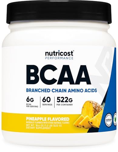 Nutricost BCAA Powder (Pineapple, 60 Servings) - Optimal 2:1:1 Ratio