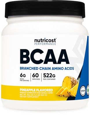 Nutricost BCAA Powder (Pineapple, 60 Servings) - Optimal 2:1:1 Ratio