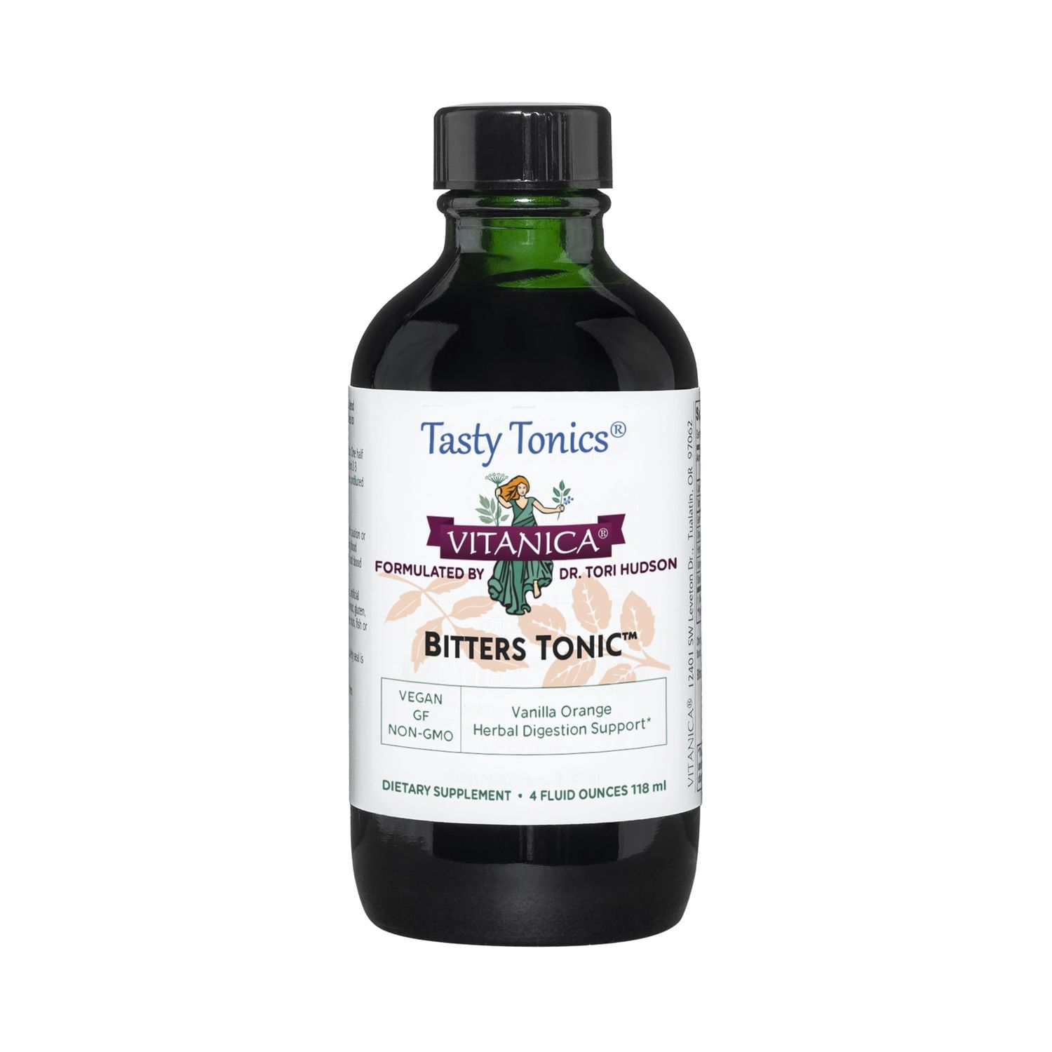 Vitanica Bitters Tonic, Liquid Digestion Supplement, Digestion Support, Alcohol Free, Vanilla Orange, Vegan, 4 Ounce (Bitters Tonic)