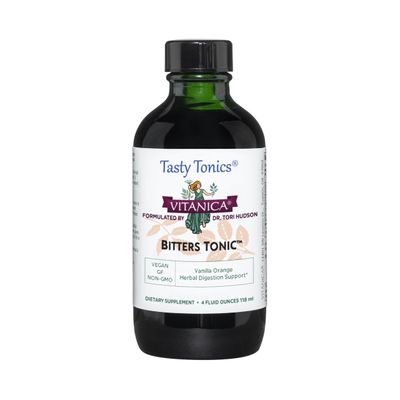 Vitanica Bitters Tonic, Liquid Digestion Supplement, Digestion Support, Alcohol Free, Vanilla Orange, Vegan, 4 Ounce (Bitters Tonic)
