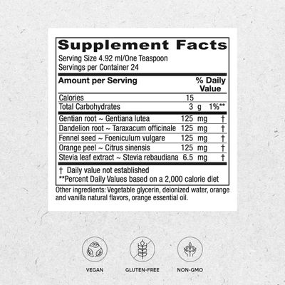 Vitanica Bitters Tonic, Liquid Digestion Supplement, Digestion Support, Alcohol Free, Vanilla Orange, Vegan, 4 Ounce (Bitters Tonic)