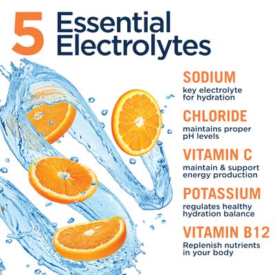Vitamin Hydrate Electrolyte Powdered Drink Mix, Super Hydration, Boost Stamina & Fight Fatigue, Bursting with Electrolytes, Vitamins & Minerals, 0 Sugar, Orange Blast, 10 Stick Packs